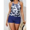 Damen S Geteilter Tankini Badeanzug Flacher Slip Sexy Bikini