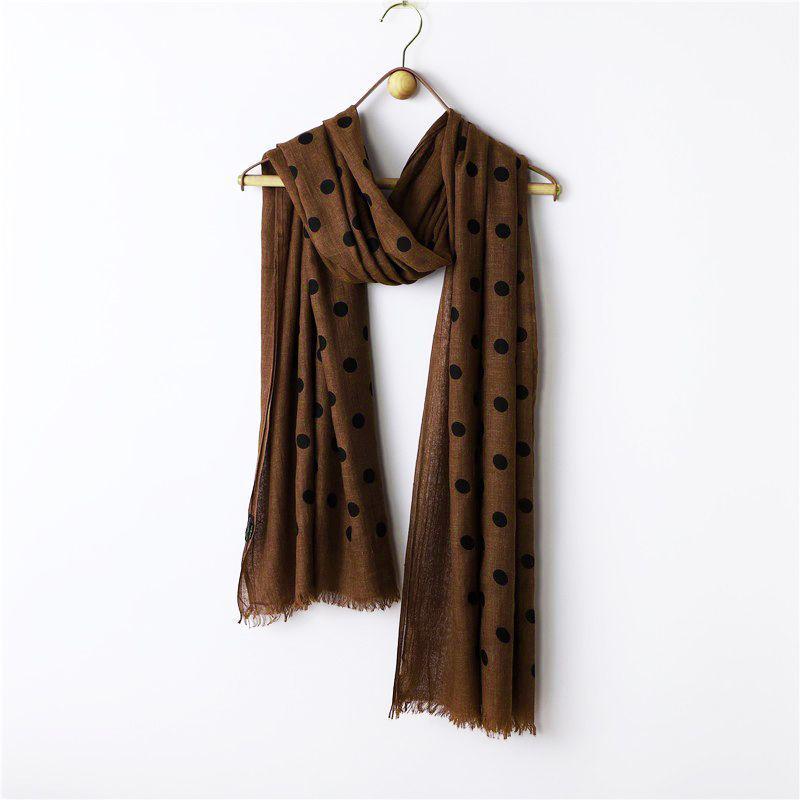 Cachecol com estampa de bolinhas – mistura de poliéster e algodão de cor pura