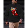 Men's Christmas Hip-Hop Cartoon Print Crew Neck Sweatshirt, Soft Comfortable For Home Outings And Parties.