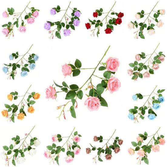 Artificial Rose Flowers for Flower Arrangement Faux Silk Rose Bouquet with 5 Heads Blooms for Parties Wedding Home Table Centerpiece