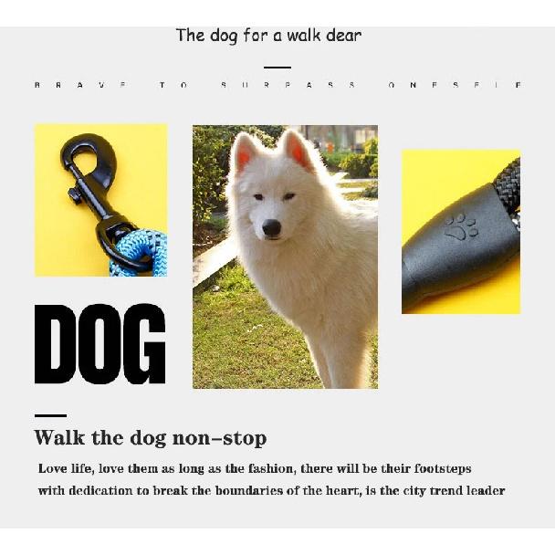1.5M/2M/3M Large Dog Rope Round 1.2CM Nylon Pet Leash Strengthen Reflective Rope Walking Dog Traction Collar Harness Dog Lead