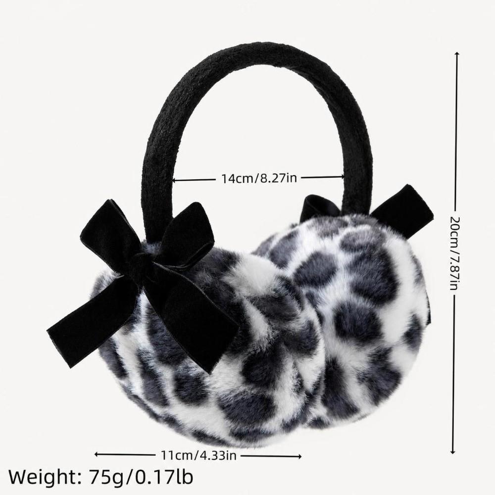 Leopard Plush Ear Warmers Soft Fluffy Windproof Ear Muffs Autumn Winter Outdoor Commuting