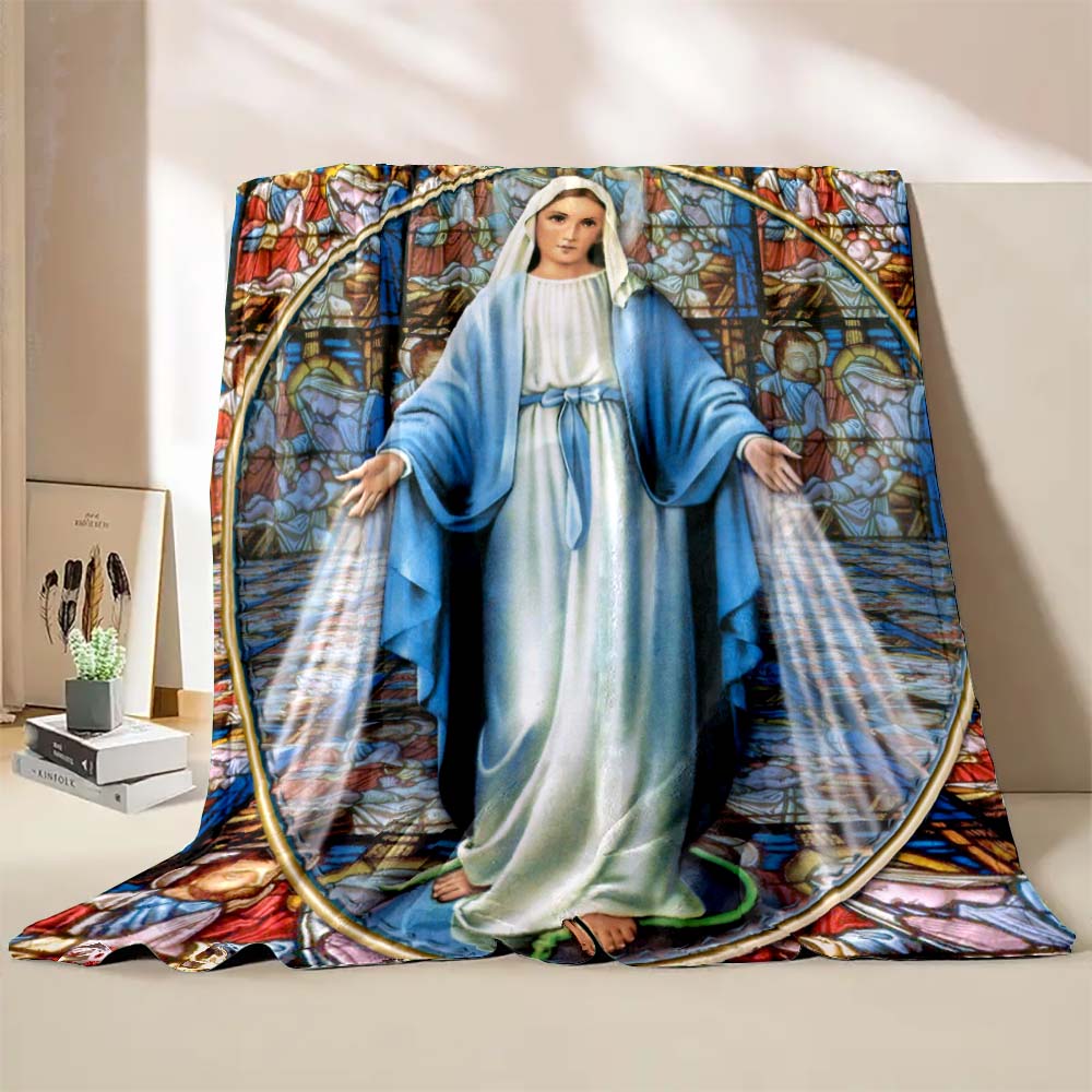 6 Sizes Jesus Virgin Maria Believer Pray Printed Blanket Soft and Comfortable Home Travel Blanket Adult and Child Warm Blanket