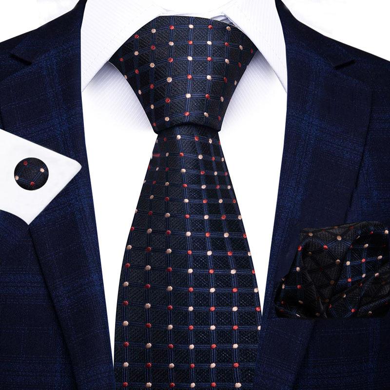 2025 Men'S Business Black Gift Box Striped Plain Tie Pocket Towel Tie Gift Set