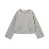 Less 2024 Autumn Cropped Loose-fit Crew Neck Pullover Sweatshirt
