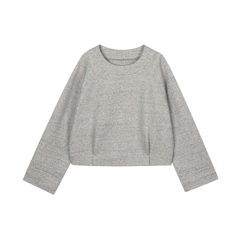 Less 2024 Autumn Cropped Loose-fit Crew Neck Pullover Sweatshirt