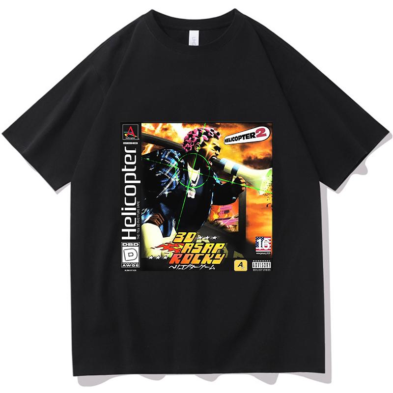 

A$AP ROCKY HELICOPTER Print T-shirt Summer Short Sleeve Cotton Loose Man Women T Shirt Hip Hop O-neck Unisex Fashion Tops Tee... S разноцветный