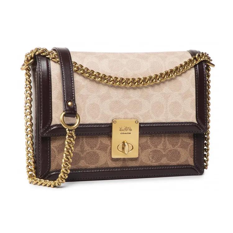 COACH Hutton Leather Crossbody Bags Small Women's Brown Black Multicolor (Unisex) Crossbody Bags 92308 B4PVR