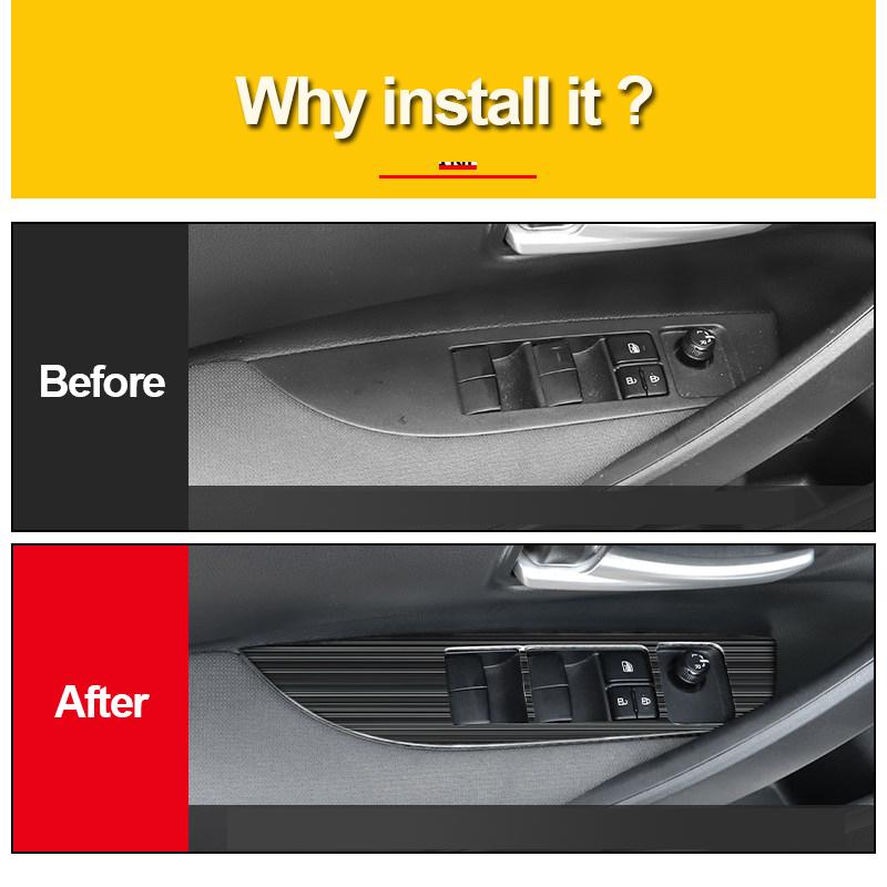 Pentru Toyota Corolla E210 - 2022 al 12-lea panou comutator geam inoxidabil Ajustați capacul Autocolante de ornamente benzi Garnitură pentru stilul mașinii