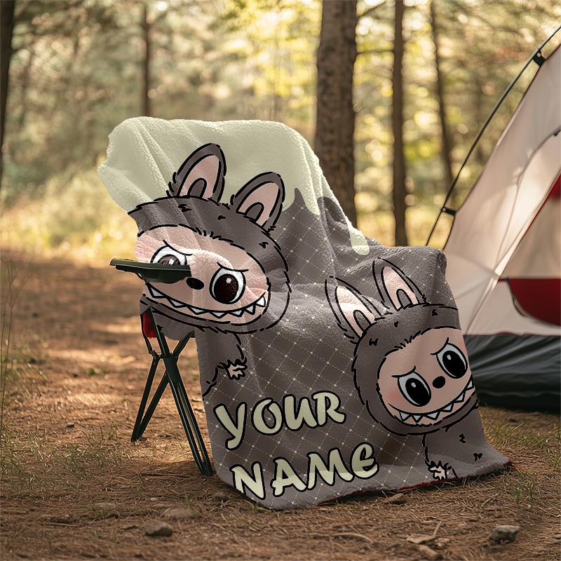 Coperta Plaid Labubu Personalizzabile – Nome Personalizzato, Coperta Accogliente per Tutte le Stagioni, Lavabile in Lavatrice, Coperta Personalizzata