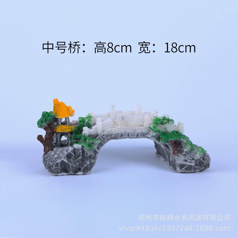 Resin Aquarium Decor Bridge Set Fish Tank Aquascaping Mini Landscape Ornament
