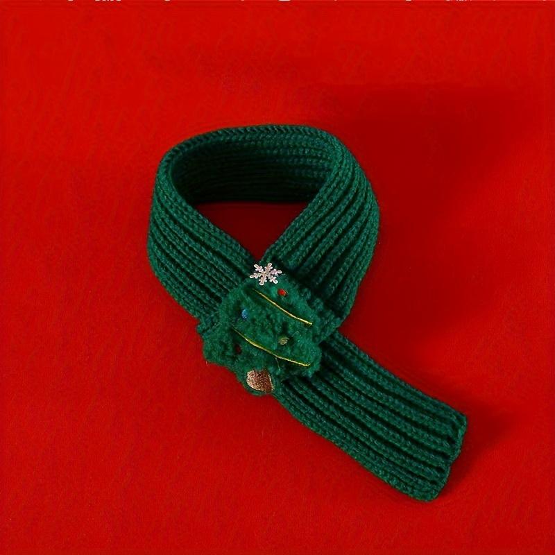 1pc Christmas Pet Scarf, Cat Dog Wool Thread Scarf, Cartoon Snowman Elk Warm Plush Cat Knitted Scarf Christmas Gift for Pets