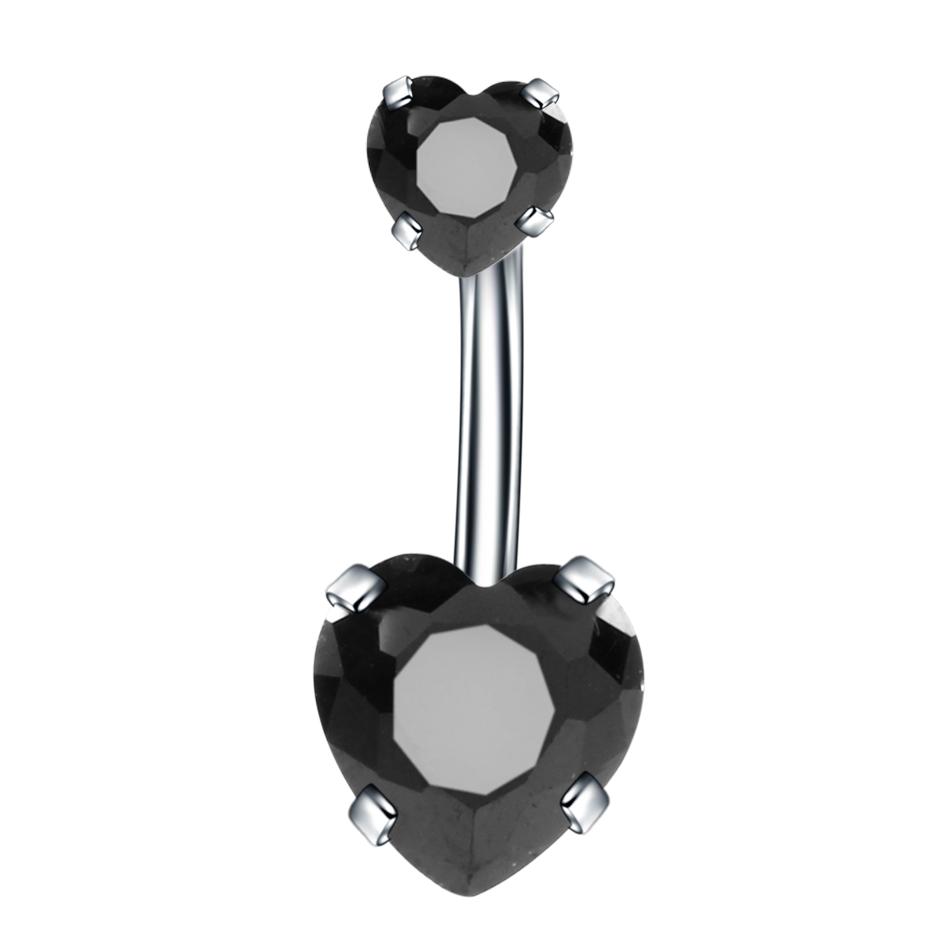 1PC Surgical Steel Crystal Belly Button Piercings 14G Heart Belly Piercing CZ Navel Ring Nombril Belly Rings Sexy Women Jewelry