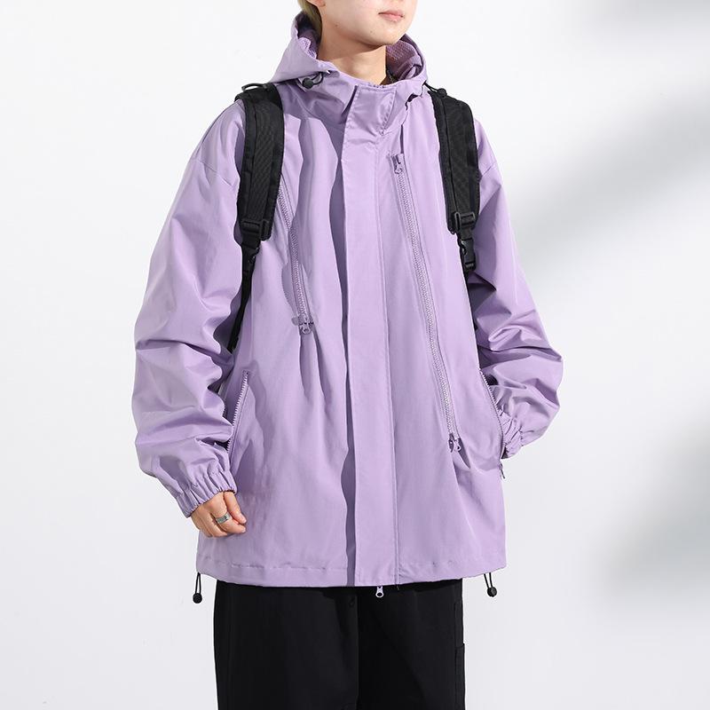 Teenagers Spring and Autumn Thin Jacket Men Casual Couple Loose Hooded Windbreaker Jacket Men Windbreaker Mountaineering Suit
