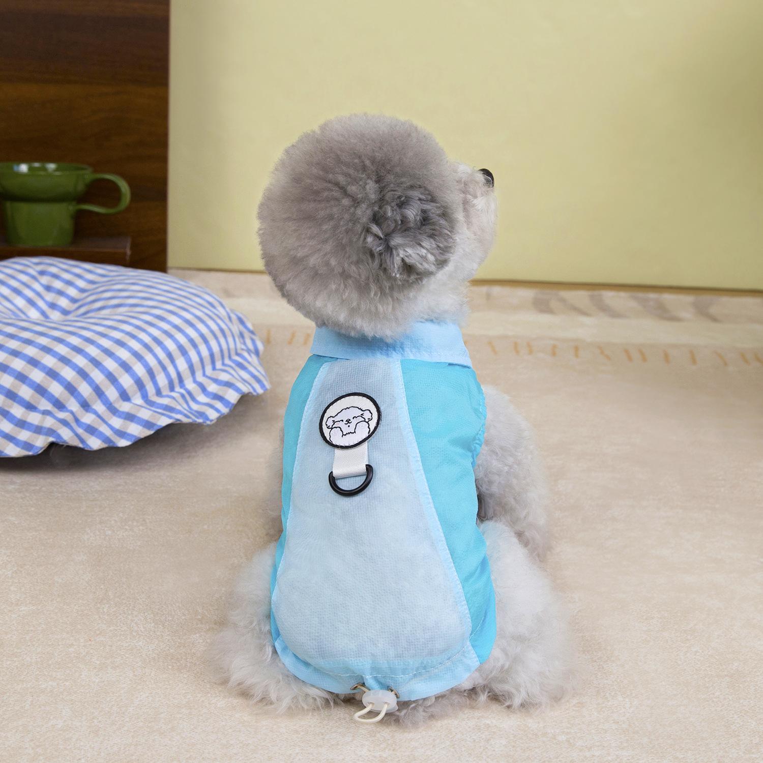 

Splicing design pet mosquito-proof sunscreen dog clothes, light and breathable polyester fabric, easy to clean pet clothes S