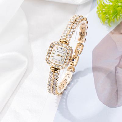 Diamond Bracelet Women'S Watch Fashionable Small Fritillary Square Temperament Zircon Quartz Watch