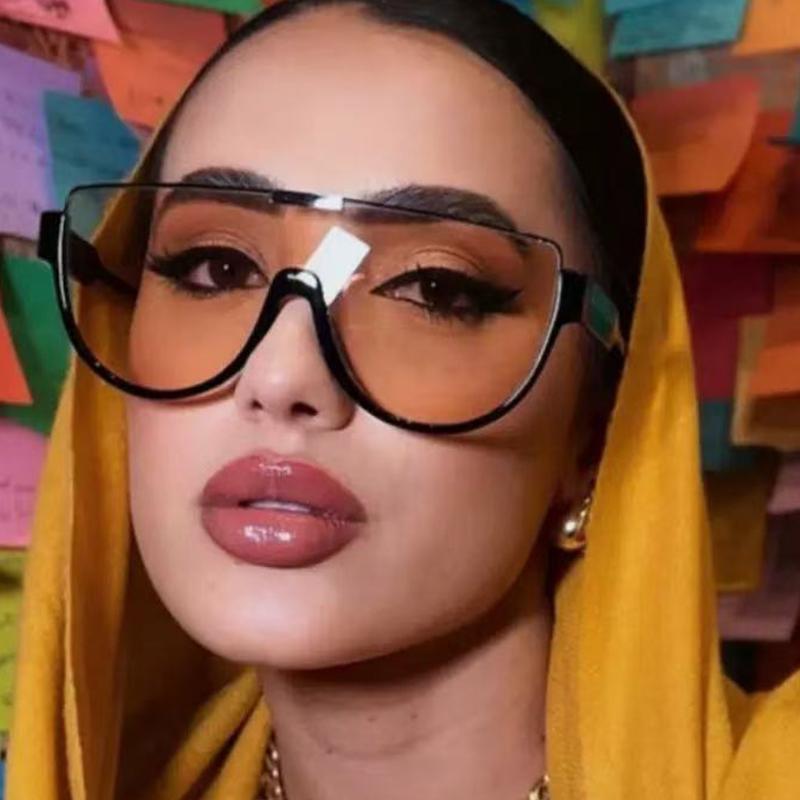 

Sunglasses For Women With Big Faces Sunglasses For Men Fashionable One-piece Large Frame, Trendy Slimming 86395 коричневый