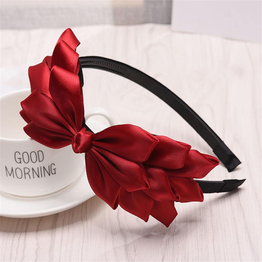 New Korean Fashion Retro Hair Accessories Women's Solid Color Bow Toothed Headband Handmade Headgear Accessories