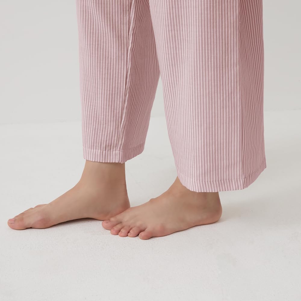 GUNZE Pajama Asedron Long Sleeve Long Pants (Sleeves & Leg Openings with Elastic Grommets) Double Gauze Women's M Size