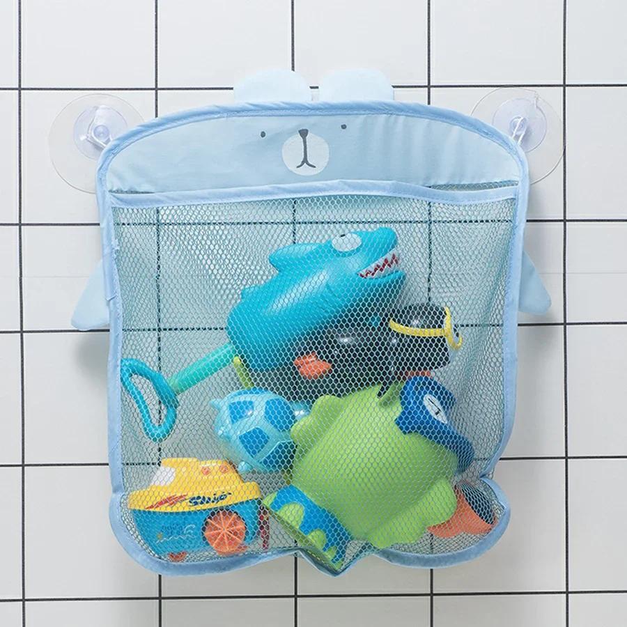 Baby Shower Bath Toys White Baby Kids Toy Storage Mesh With Strong Suction Cups Toy Bag Net Bathroom Organizer For Kids Toddlers