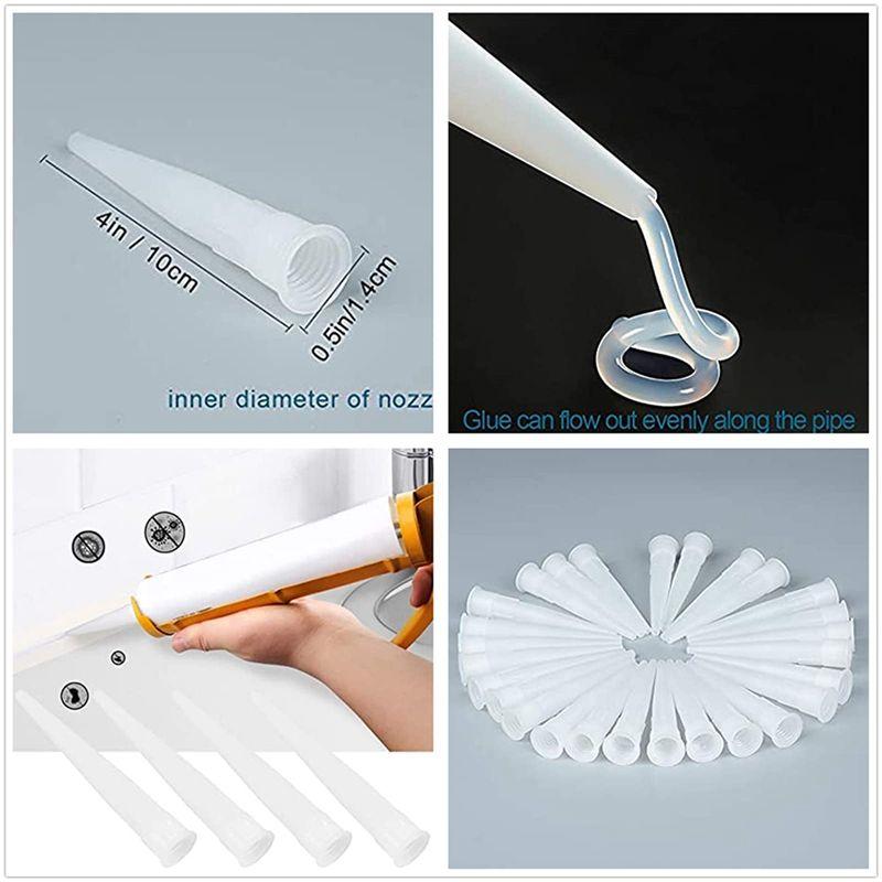 2026+ 100 PCS Plastic Caulking Nozzles Extender Caulk Nozzle Tip Tool for Caulk Nozzles Applicator, Easy to Use, White