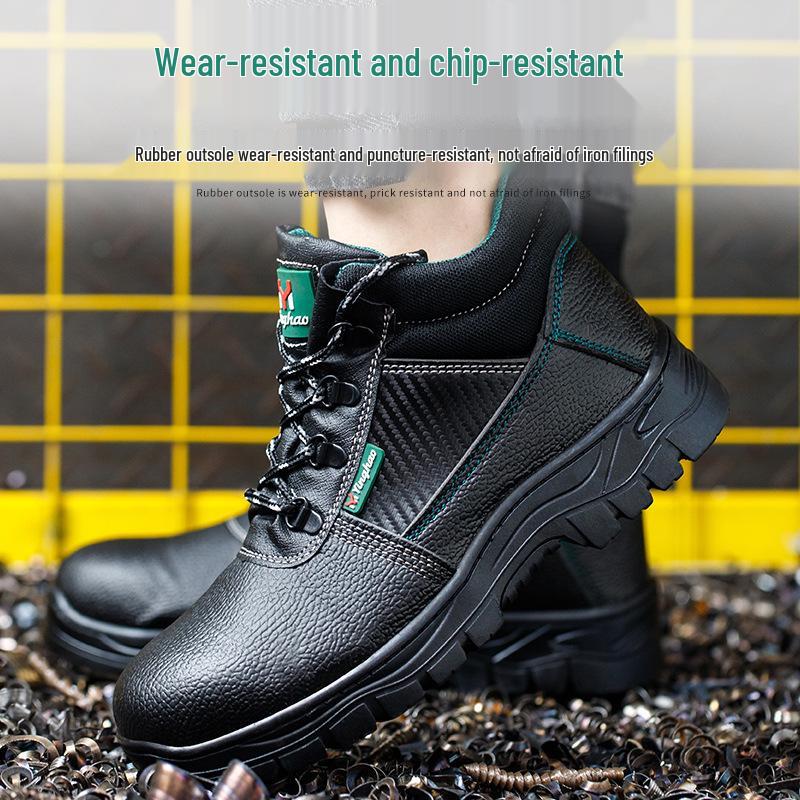 Men's Safety Shoes: High/Low Top, Anti-Smash, Anti-Puncture, Non-Slip Rubber Sole - Ideal for Construction Sites.