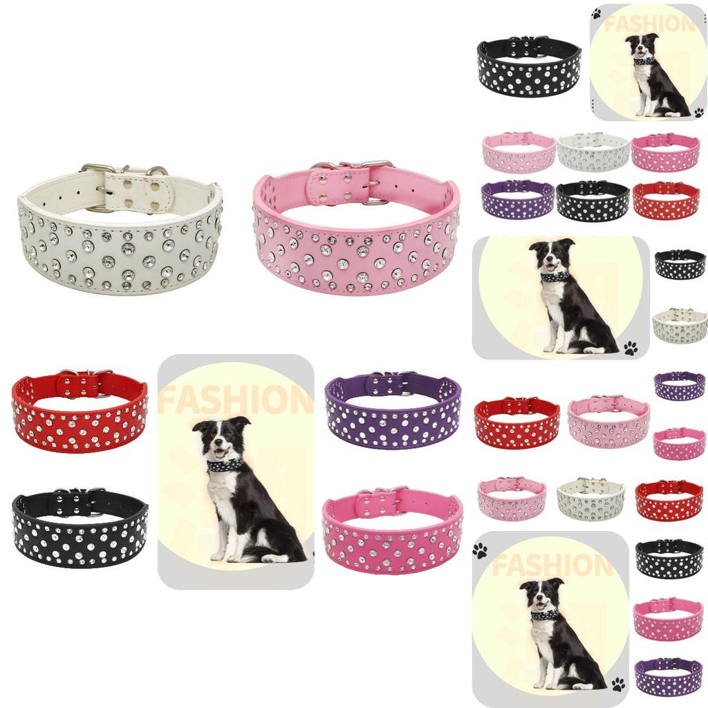 Expandable Pet Collar Chain With Gorgeous Rhinestone Design Various Colors Available