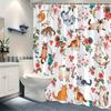 1pc Whimsical Playful Cats & Floral Shower Curtain - Cartoon Cats of Various Breeds in Vibrant Colors with Soft Pastel Flowers,