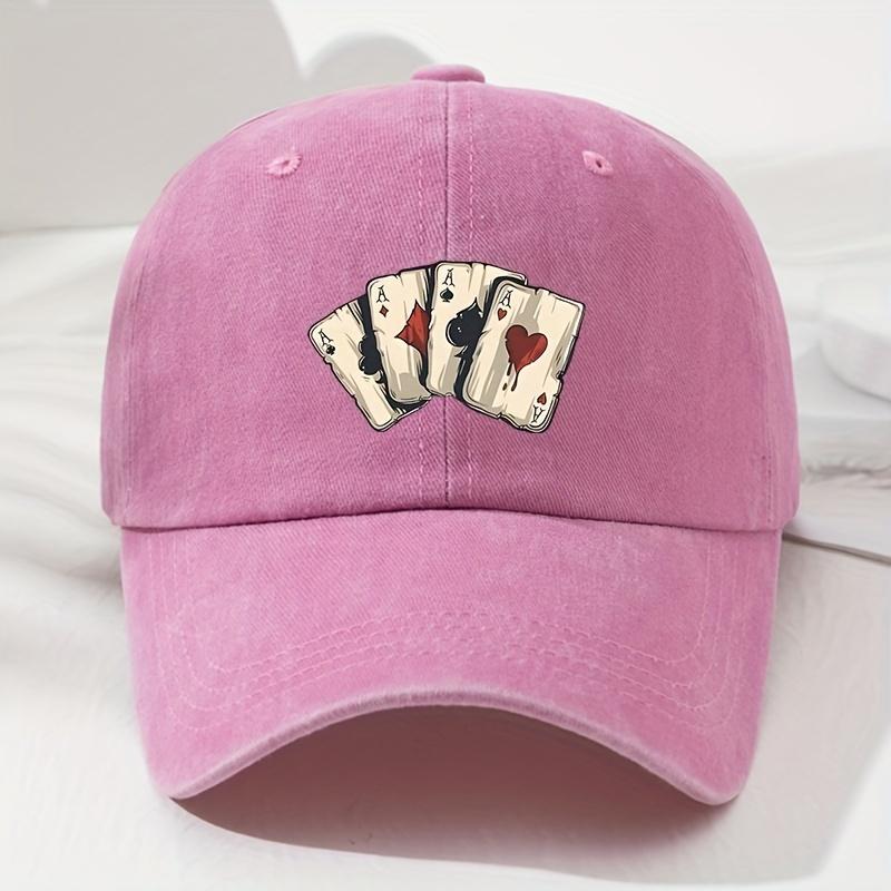 Retro poker AAA printed baseball cap with adjustable dad hat suitable for outdoor sports, fishing, and camping