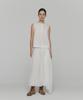 Amomento Drawstring Sheer Shirring Skirt_White