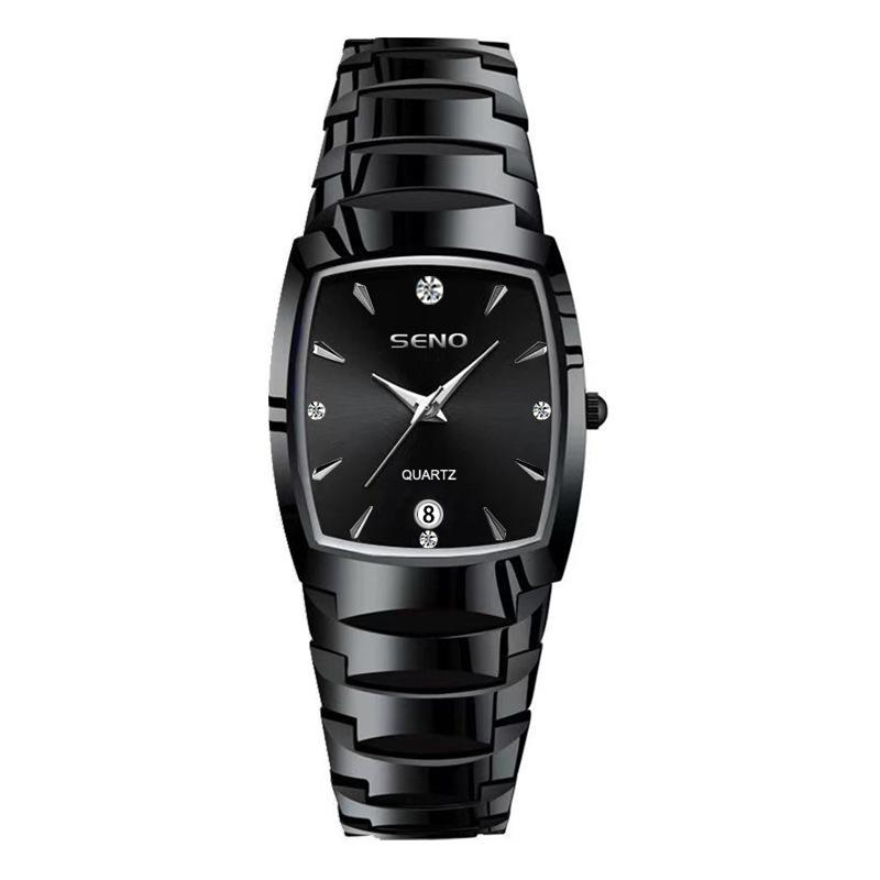 Men's Steel Strap Watch Square Men's Watch Business Waterproof Calendar Quartz Watch