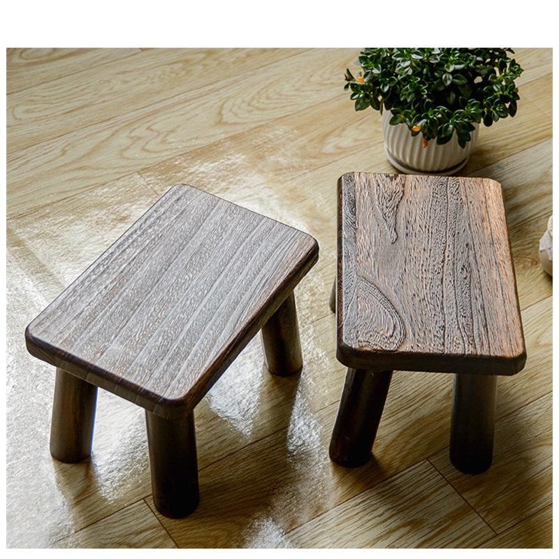Modern Minimalist Solid Wood Stool, Small Square Low Bench, Home Shoe Changing Stool for Entryway Living Room Tea Table