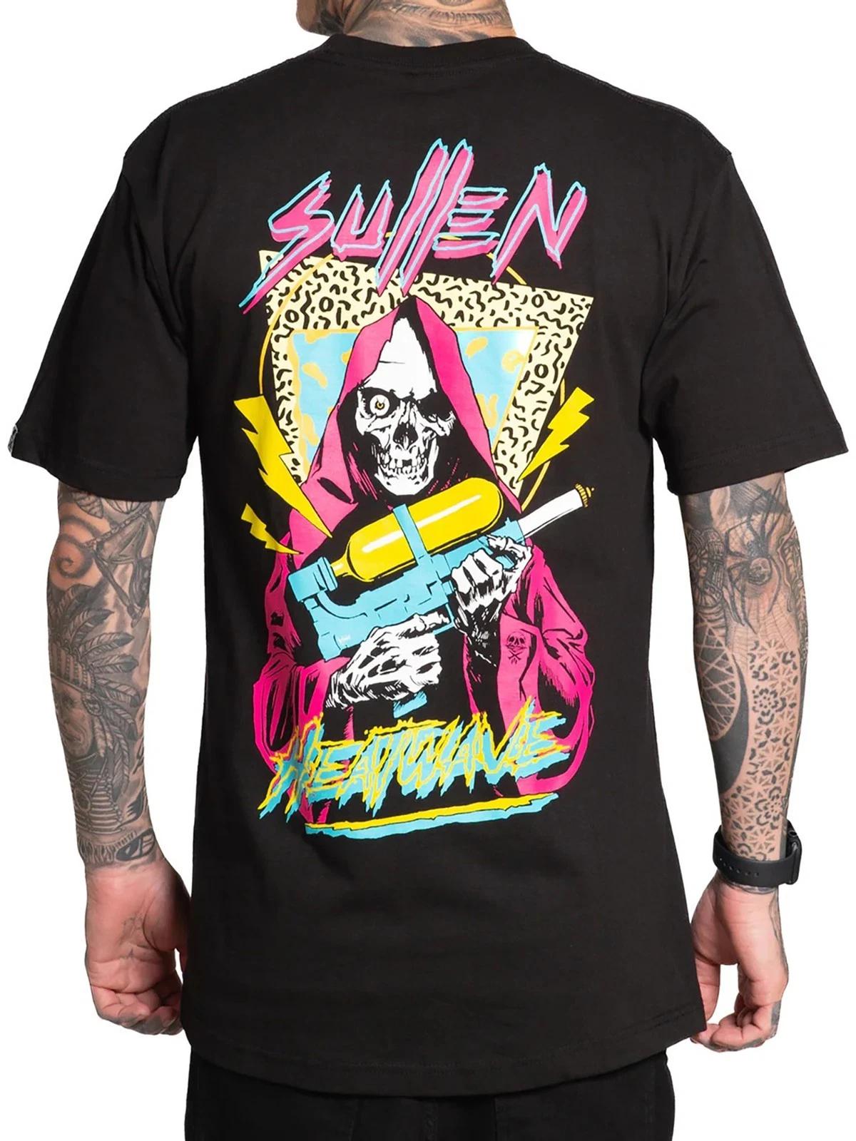 

Sullen Men s Heatwave Short Sleeve Standard T-shirt Tattoo Skeleton 90s Vibe Tee M