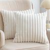 1pc Faux Fur Plush Decorative Throw Pillow Covers Fuzzy Striped Soft Pillowcase Cushion Covers for Sofa Couch Bedroom 18x18 Inch