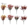 Decorative Plants for Office Desk Artificial Fall Flowers, Fake Eucalyptus Violet Silk Greenery Bouquet, Autumn Faux Floral Quirky Interior
