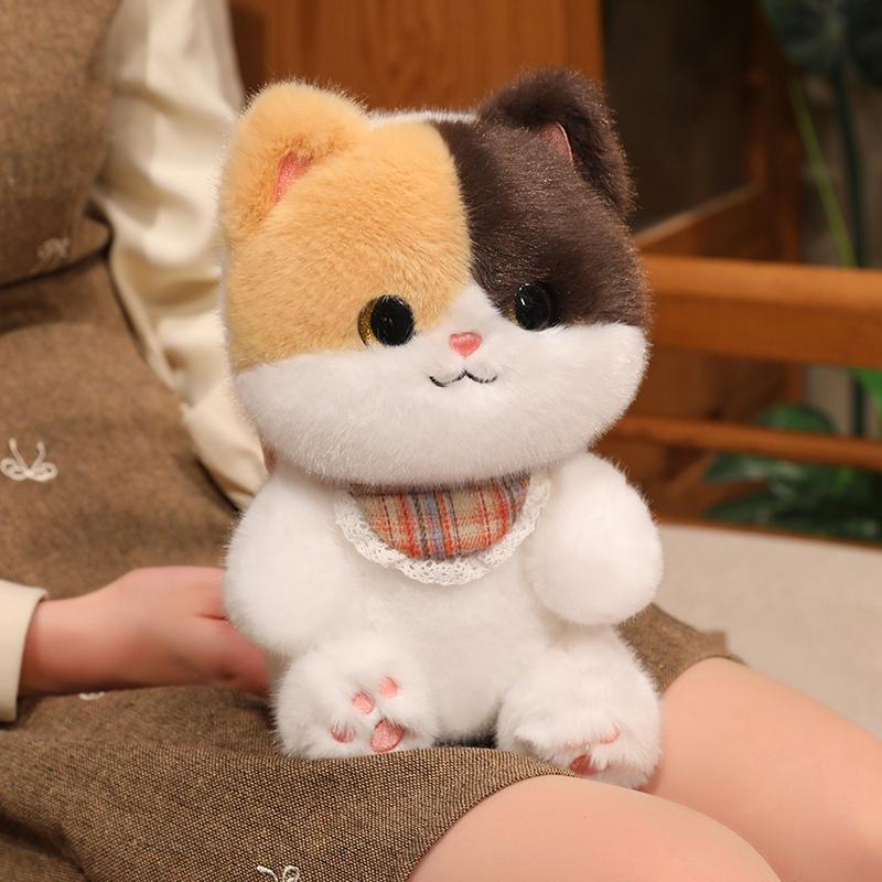 Sitting Kitten Plush Toy Cartoon Siamese Black 3-Color Cat Doll Soft Fluffy Cartoon Animal Plushie Appeasing Birthday Gift