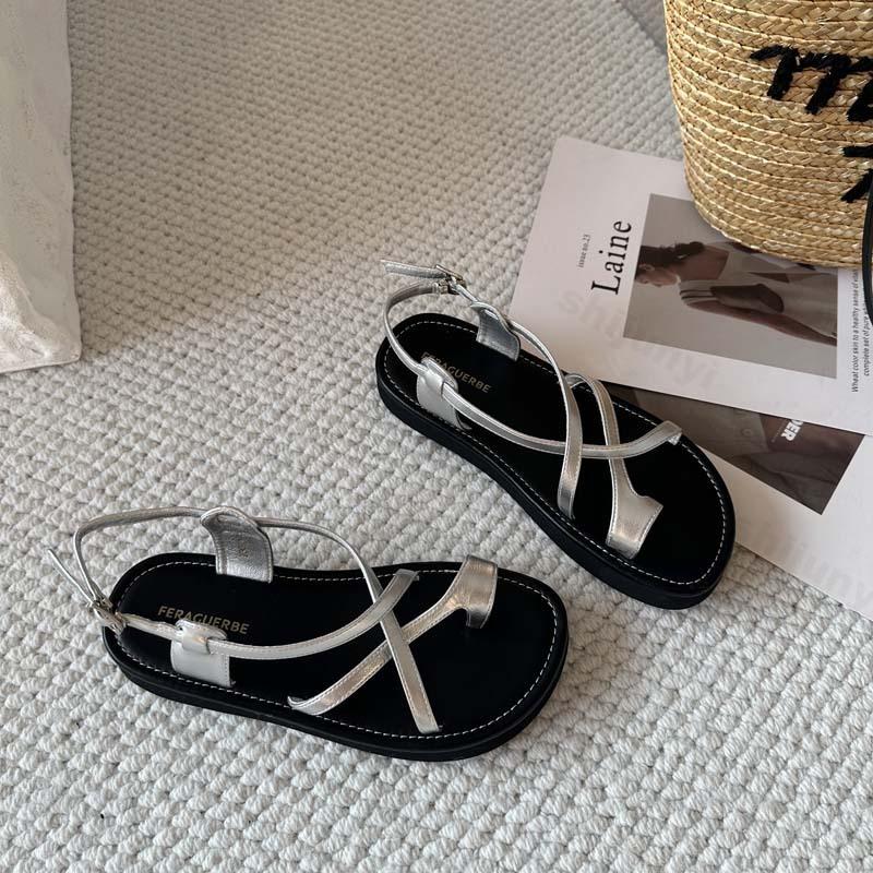 Fashion 2025 Summer New Roman Style Open Toe Cross Strap Casual Sandals for Women Comfortable Versatile Outdoor Beach Fashion Cool Shoes