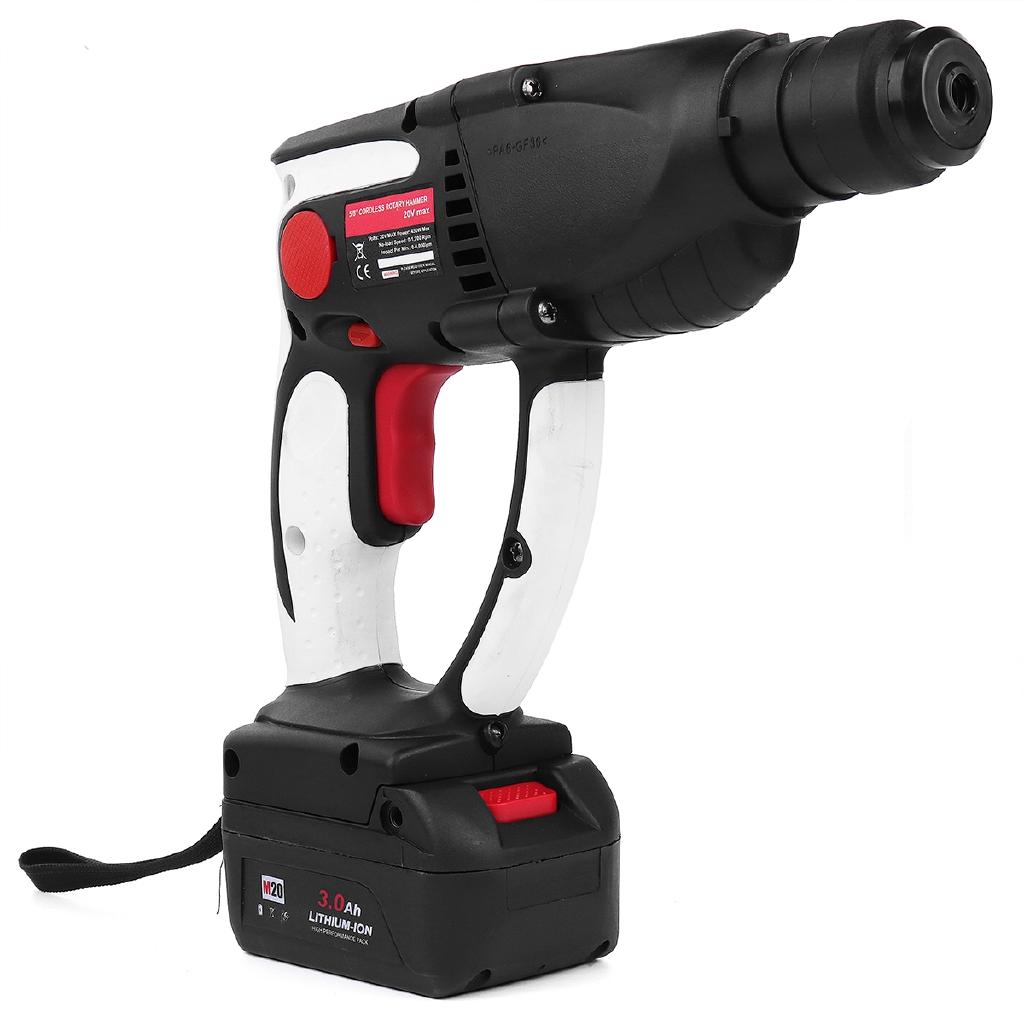 20V Cordless Hammer Drill ROTARY Rechargeable Lithium Battery DC Hammer Drill Industrial Electric Power Tool LED Light
