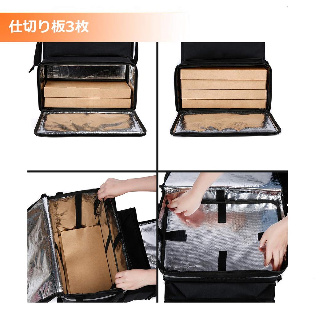 Yushang Delivery Commercial Insulated Pizza Cooler Large 3 Compartments Bags, Use, Bags, Bags, Capacity, Heavy-Duty, Foldable,