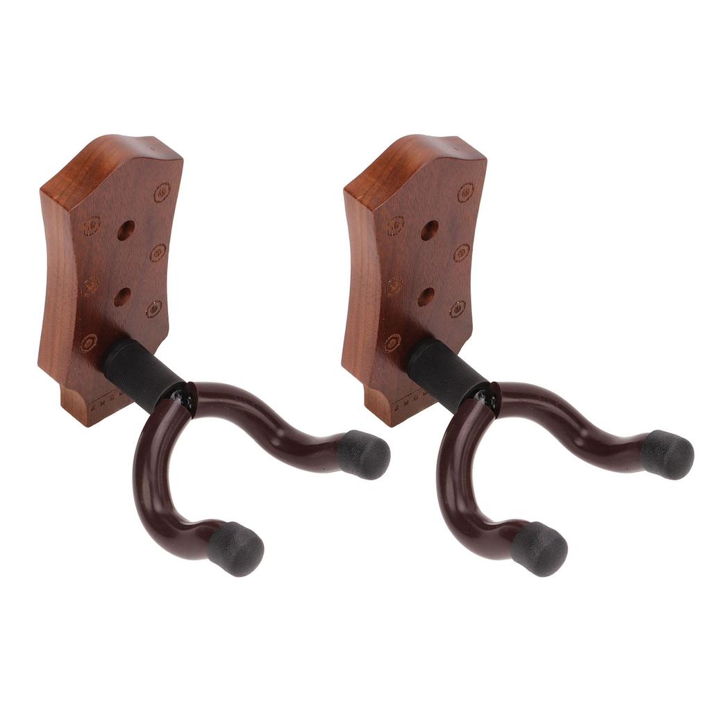 2pcs Guitar Wall Hanger Elegant Black Walnut Guitar Wall Mount for Mandolin Guitar Banjo Ukulele