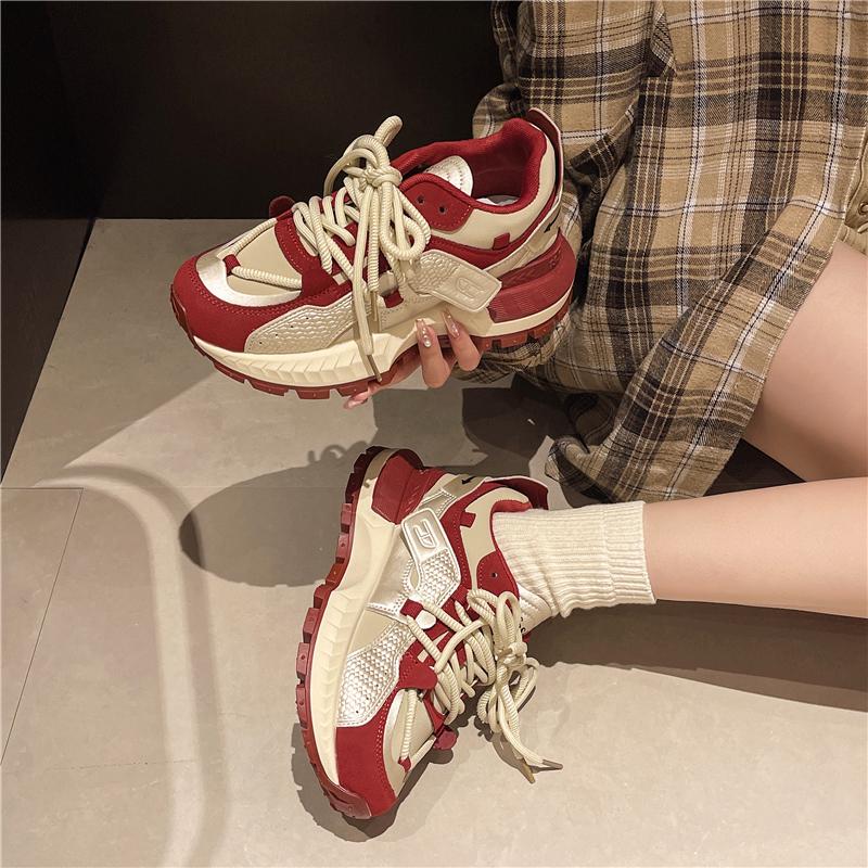 2024 Autumn New Vulcanized Shoes Women Mixed Colors Design Casual Shoes Versatile Trend Lace Up Sneaker Women's Sport Shoes