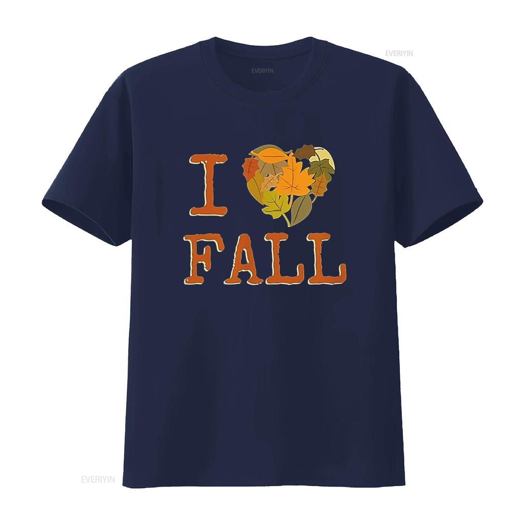 Mens I LOVE FALL for Lovers of Autumn and Falling Leaves T Shirt Black 2XL Vintage Washed Comfortable Slightly