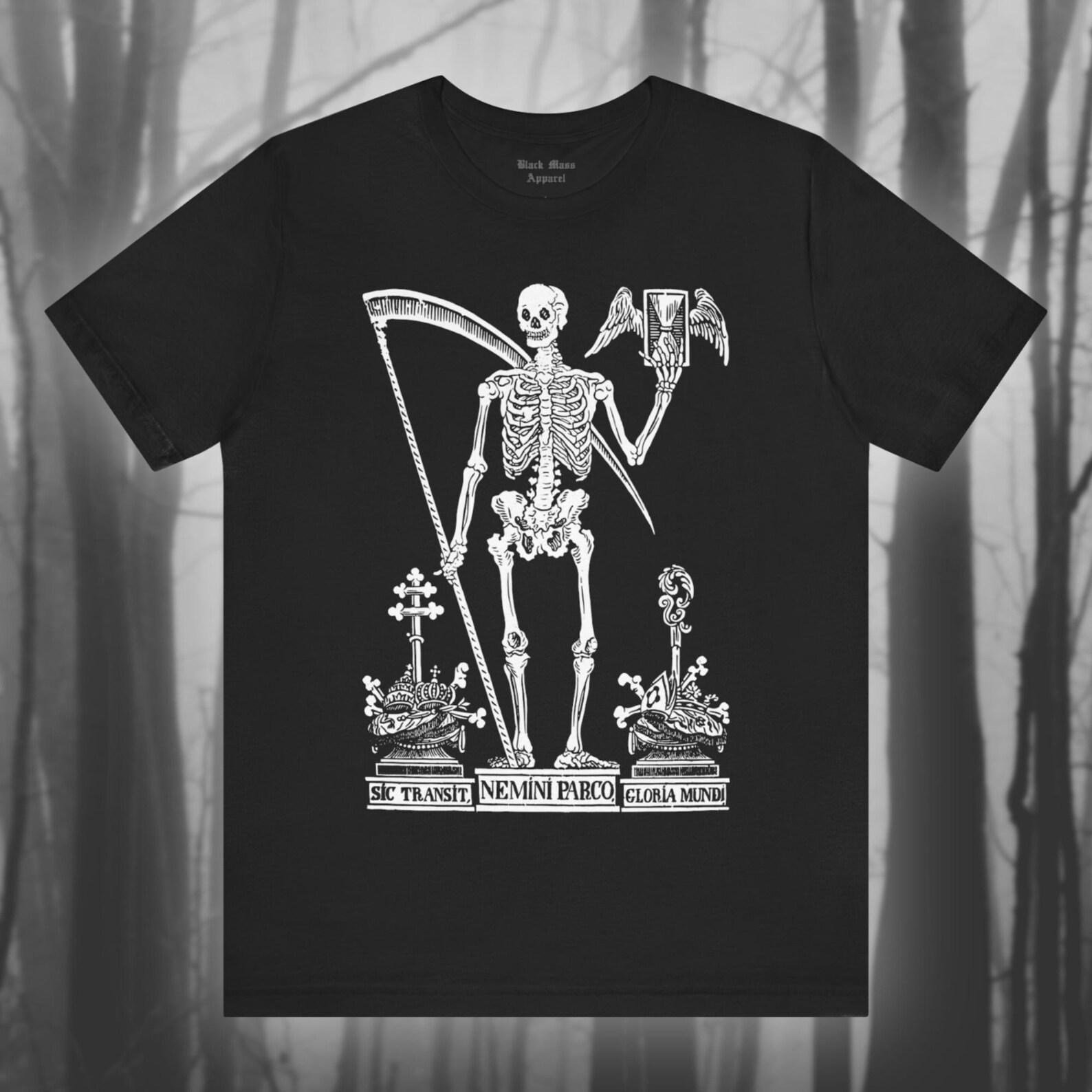 Nemini Parco, Goth T-Shirt, Vintage Death T-Shirt, Gothic Shirt, Memento Mori, Dance of Death, Creepy Skeleton, Spooky Top Unisex Tee XL