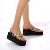 Hot Women Shoes Summer Fairy Style Sandals Women Wedge Heel Thick Bottom Floral Flip Flops Beach Flip Flops Zapatos De Mujer