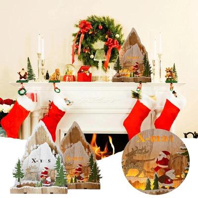 Weihnachten Leuchtende Hütte Weihnachten Holzhaus Glitzerndes LED-Licht Heimdekoration Nachtlampe Anhänger LED-Kerzen Requisite LED