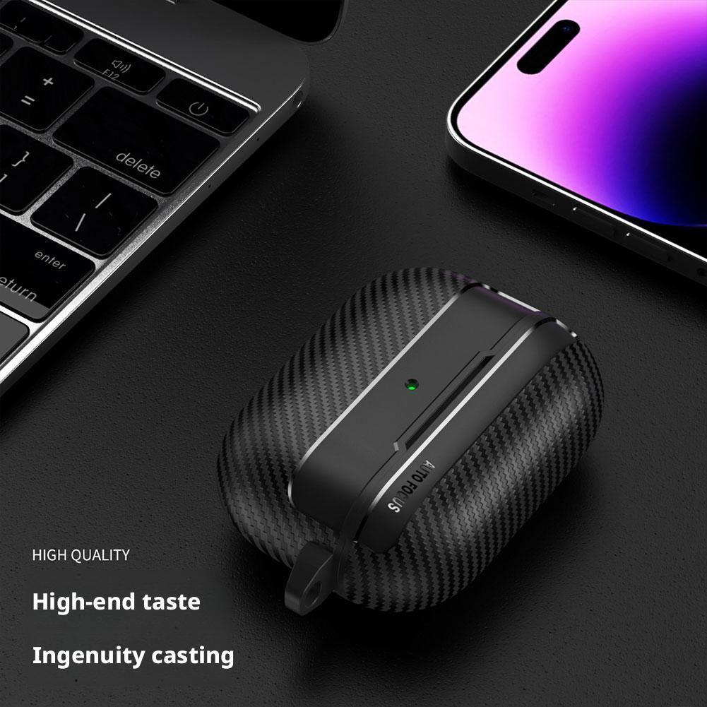 Para AirPods Pro 3 Funda 2025 Funda con Textura de Fibra de Carbono con Mosquetón a Prueba de Golpes Cubierta Inalámbrica para AirPods Pro 3