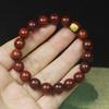 Zambian Red Sandalwood 10mm Beaded Bracelet, Five-Line Pattern Style, Buddhist Prayer Beads Jewelry for Men and Women