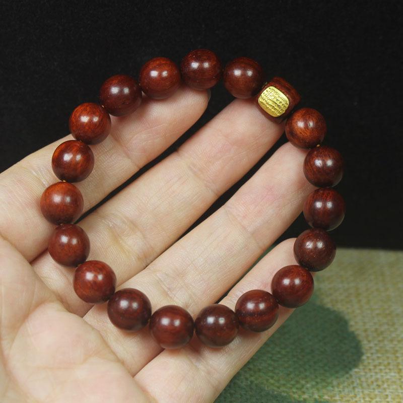 

Zambian Red Sandalwood 10mm Beaded Bracelet, Five-Line Pattern Style, Buddhist Prayer Beads Jewelry for Men and Women