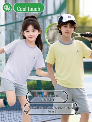 Kids' Mesh Short-Sleeve Quick-Dry T-shirt, Outdoor Casual Summer Top