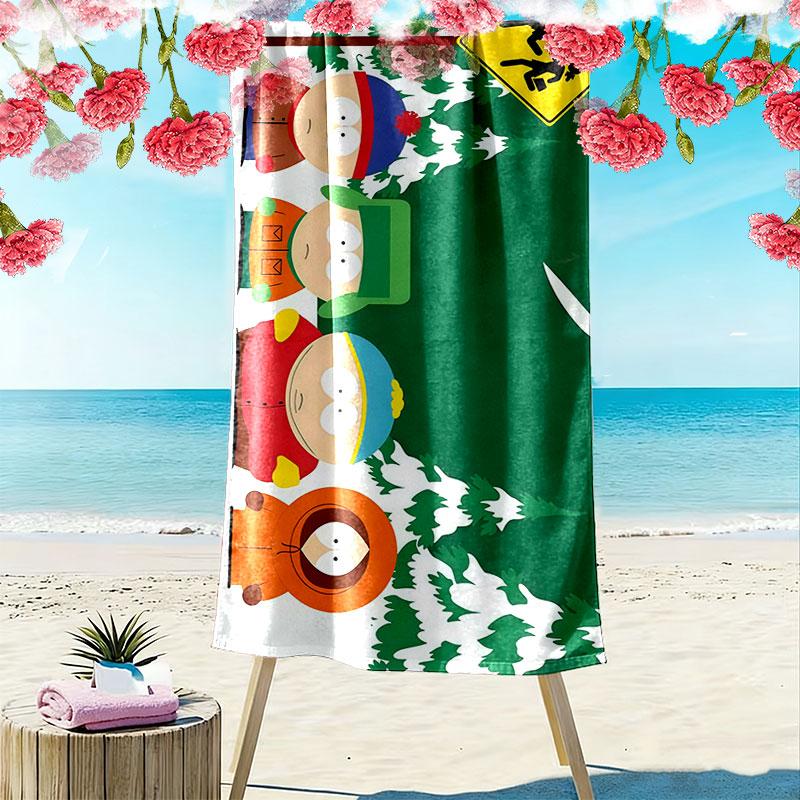 South Park Print Beach Towel, Large Soft Quick Dry Towel for Beach Camping Swimming